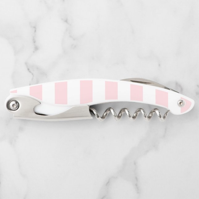 Tire-bouchon Corkscrew Bottle Opener Pink & White Stripe (Devant)