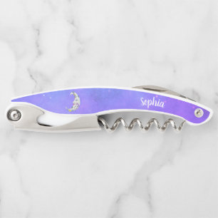 Tire-bouchon Crescent Lune Colorée Avec Joli Visage Ciel Violet