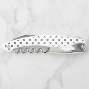Tire-bouchon Crochets bleu-gris sur blanc