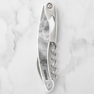 Tire-bouchon de serveur à monogramme en faux marbr