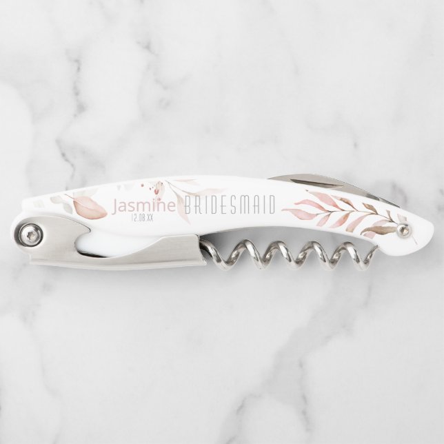 Tire-bouchon Dreamy Foliage Mariage Bridesmaid Blush Pnk ID817 (Devant)
