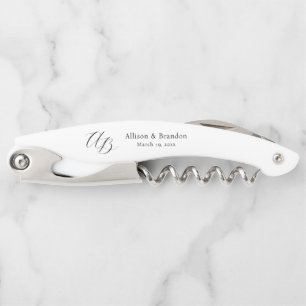 Tire-bouchon Élégant Monogramme Mariage Couple Personnalisé