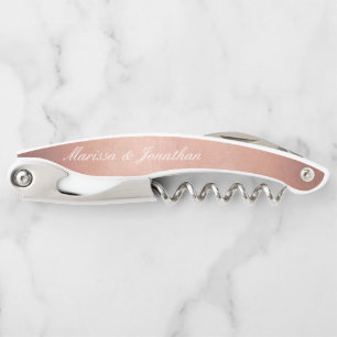 Tire-bouchon Élégant Rose de calligraphie blanc  or Mariage