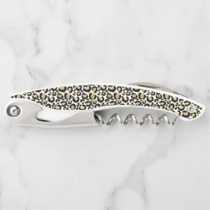 Tire-bouchon Empreinte de léopard noir d'or