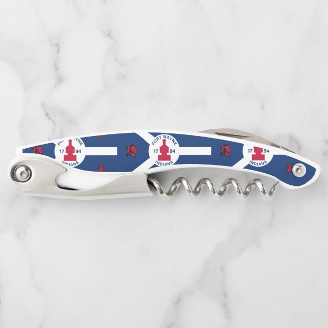 Tire-bouchon Flag Fort Wayne, Indiana Waiter's Corkscrew (Devant)