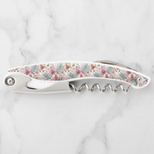 Tire-bouchon Fleurs tropicales et aquarelle feuille