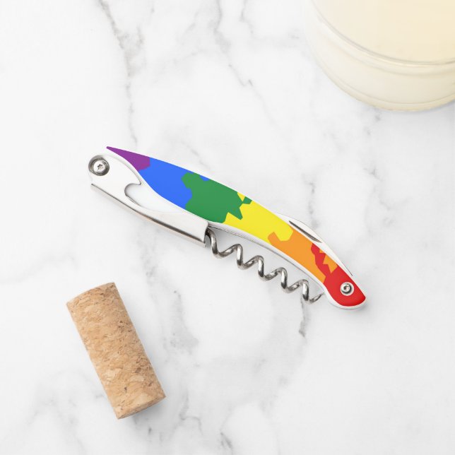 Tire-bouchon Funky Boho Abstrait Gay Rainbow Mosaic Pride Drape (Devant)