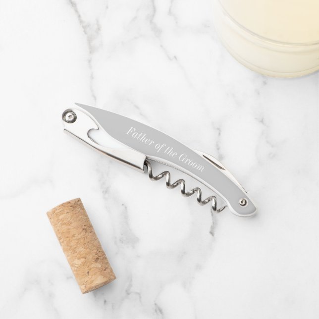 Tire-bouchon Gris Mariage personnalisé Père de la chambre (Devant)