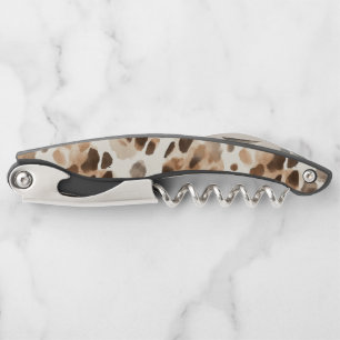 Tire-bouchon Imprimé animalier léopard crème marron cacao