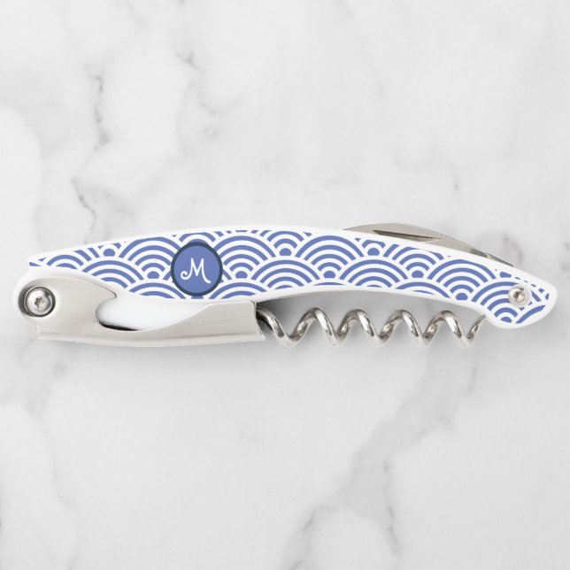 Tire-bouchon Japonais Nami Wave Motif et Monogramme (Devant)