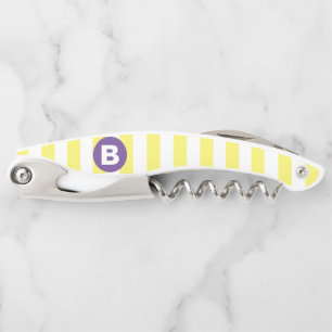Tire-bouchon Jaune Ensoleillé Rayé Monogramme Violet