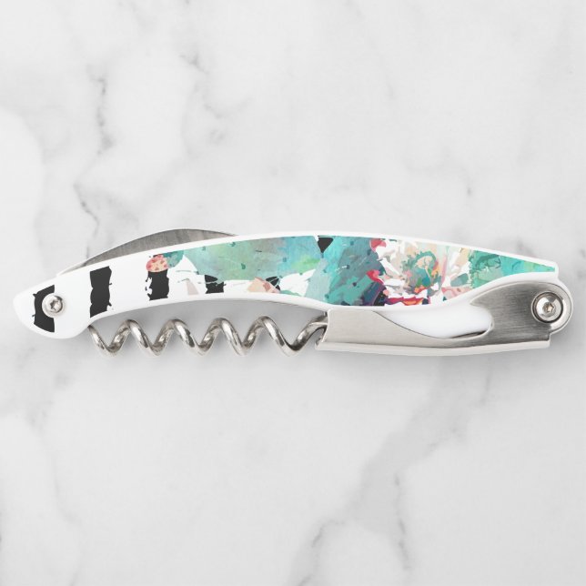 Tire-bouchon Jolie aquarelle Cactus Floral Black Stripes (Dos)