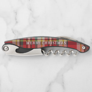 Tire-bouchon Joyeux Noël moderne Rouge Russe Check