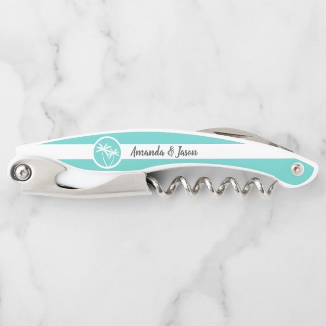 Tire-bouchon Logo Aqua Palm personnalisé et bandes (Devant)