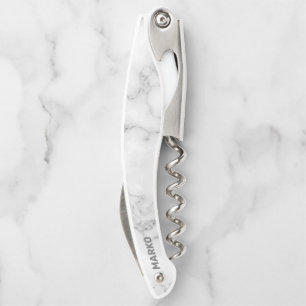 Tire-bouchon Marbre blanc Faux Monogramme