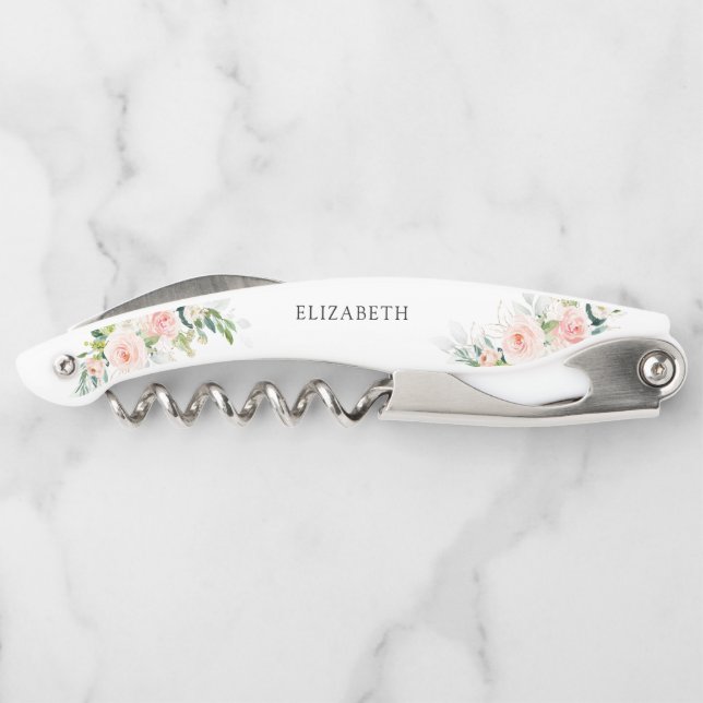 Tire-bouchon Mariage avec des Roses Roses Blush Éthérées (Dos)