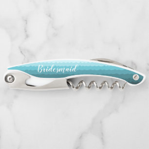 Tire-bouchon Mariage plage Vagues Bleues Bridesmaid avec nom