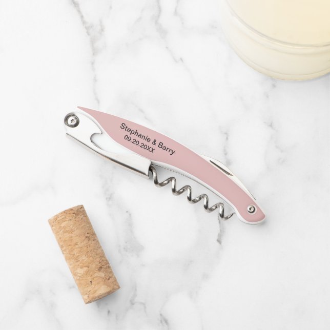 Tire-bouchon Modern Dusty Pink Minimalist Wedding (Devant)