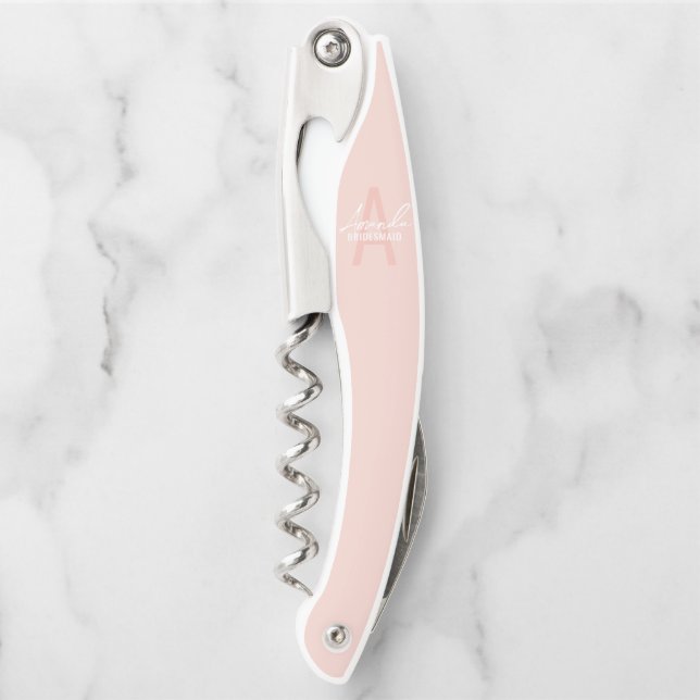 Tire-bouchon Modern Personalized Bridesmaid's Monogram and Name (Devant)