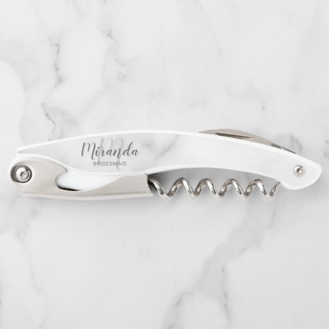 Tire-bouchon Modern Script Personalized Bridesmaid (Devant)