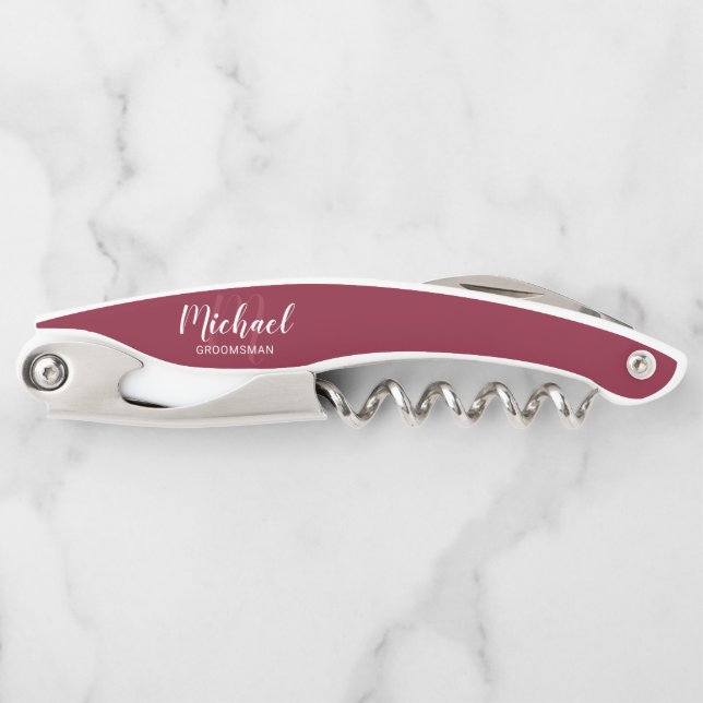 Tire-bouchon Modern Script Personalized Groomsman (Devant)