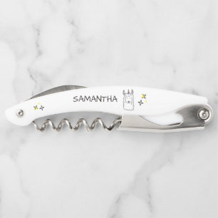 Tire-bouchon Monogramme Cute Funny Unicorne Alpaca Llama