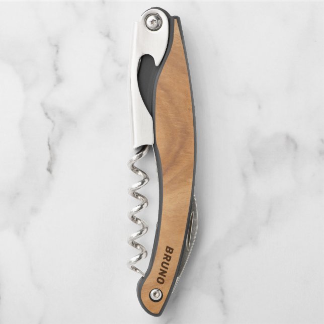 Tire-bouchon Monogramme de bois Faux brun clair (Devant)