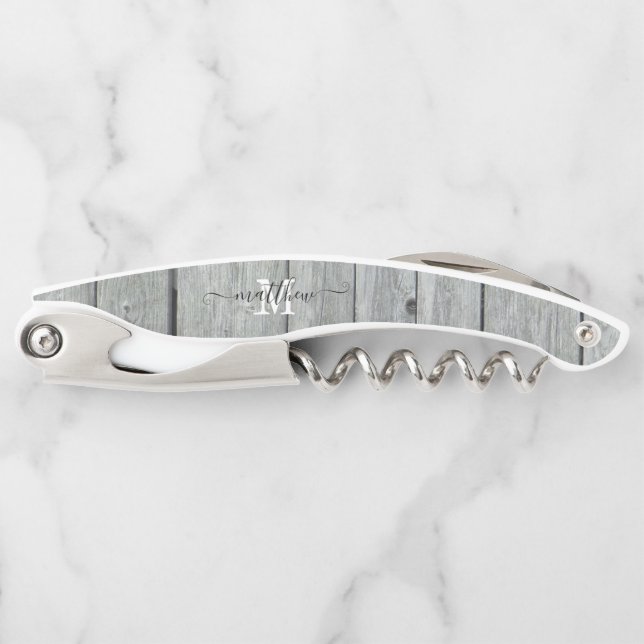 Tire-bouchon Monogramme du pays Motif rustique moderne initial (Devant)