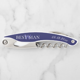Tire-bouchon Monogramme Marine Bleu Blanc Meilleur Mariage