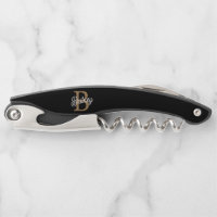 Monogramme moderne élégant Nom Black Gold Script