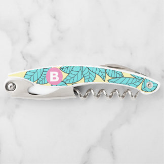 Tire-bouchon Monogramme rose vif du Motif botanique Feuille tur