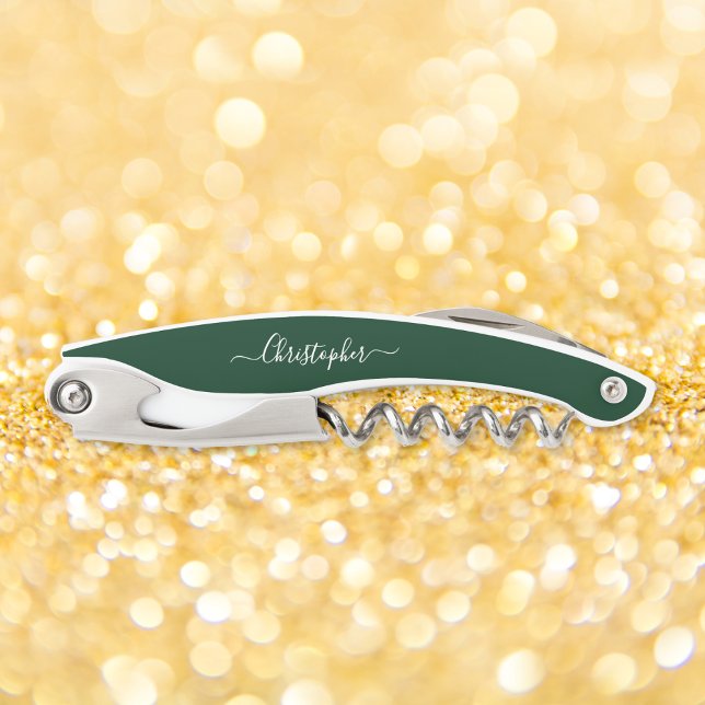 Tire-bouchon Monogramme Vert Bière Vin Vin Bouteille Ouverture (Green Monogram Beer Wine Corkscrew Bottle Opener)