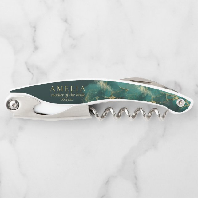 Tire-bouchon Moody Ink Emerald Gold Wedding Party ID988 (Devant)
