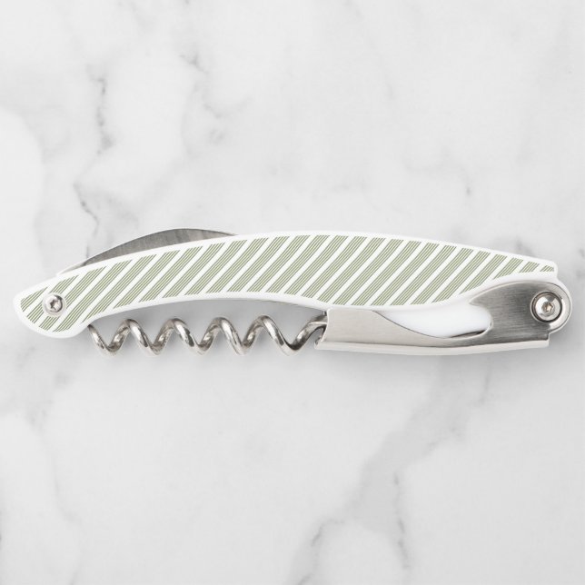Tire-bouchon Motif à cinq bandes vert et blanc olive (Dos)