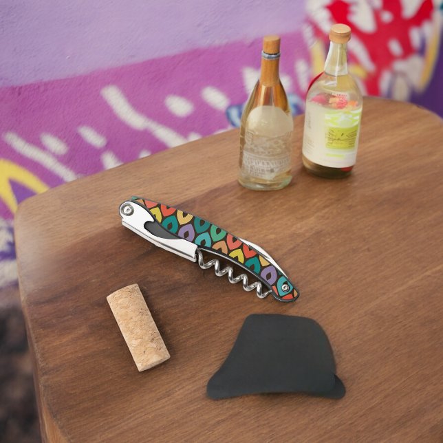 Tire-bouchon Motif d'oignon multicolore (Corkscrew Bottle Opener)