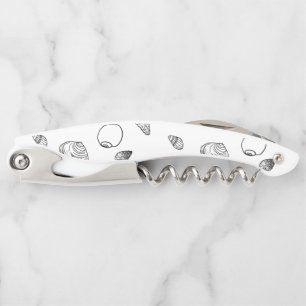 Tire-bouchon Motif élégant de coquillages noirs et blancs