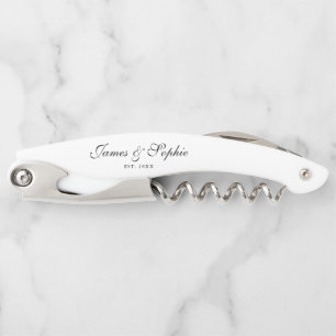 Tire-bouchon Noir et blanc Élégant Script Mariage personnalisé