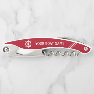 Tire-bouchon Nom du bateau Livraison Roue Helm Red White Stripe