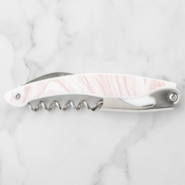 Tire-bouchon Parties scintillant rose moderne marbre (Dos)