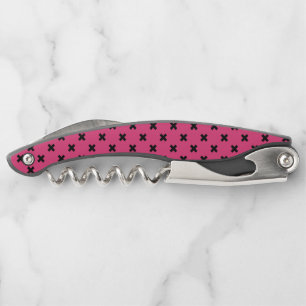 Tire-bouchon Piqûres de croix noire sur fuchsia