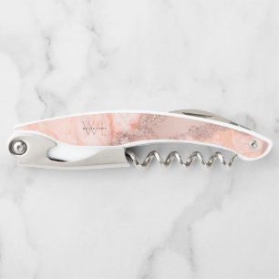 Tire-bouchon Rose Gold Blush rose Agate Géode Parties scintilla