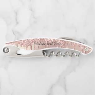 Tire-bouchon Rose Gold Parties scintillant texte personnalisé W