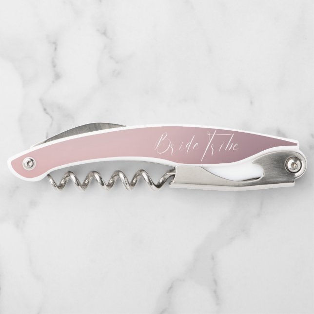 Tire-bouchon Script moderne Pink Ombré Bridesmaid Proposition (Dos)