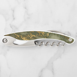 Tire-bouchon Texture élégante de marbre vert olive doré
