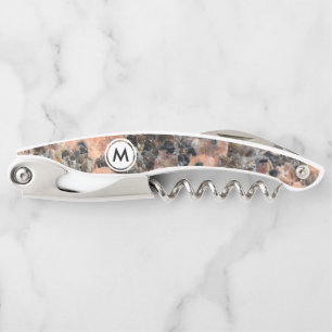 Tire-bouchon Texture granite rose avec Monogramme