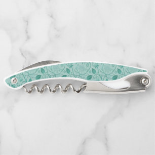 Tire-bouchon Tons de vert pastel motif lotus aspect embossé