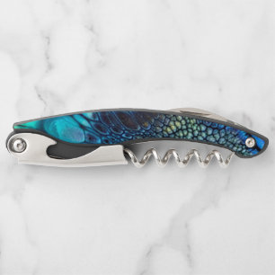 Tire-bouchon Turquoise Bleu Violet Or Dragon Peau 2 Abstrait