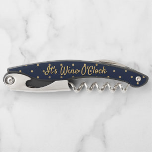 Tire-bouchon Vin amusant O'Clock Blue Gold Polka Dot Citation