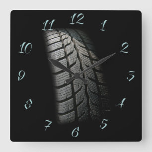 Tire centre square wall clock