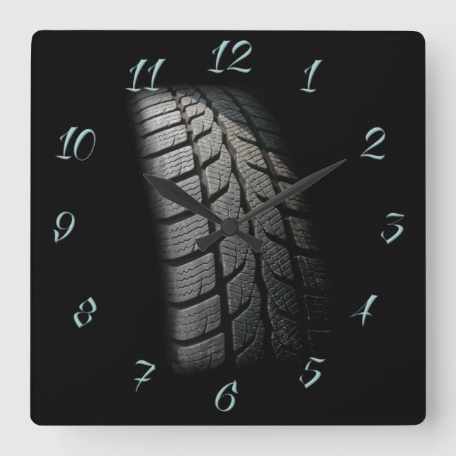 Tire centre  square wall clock (Front)